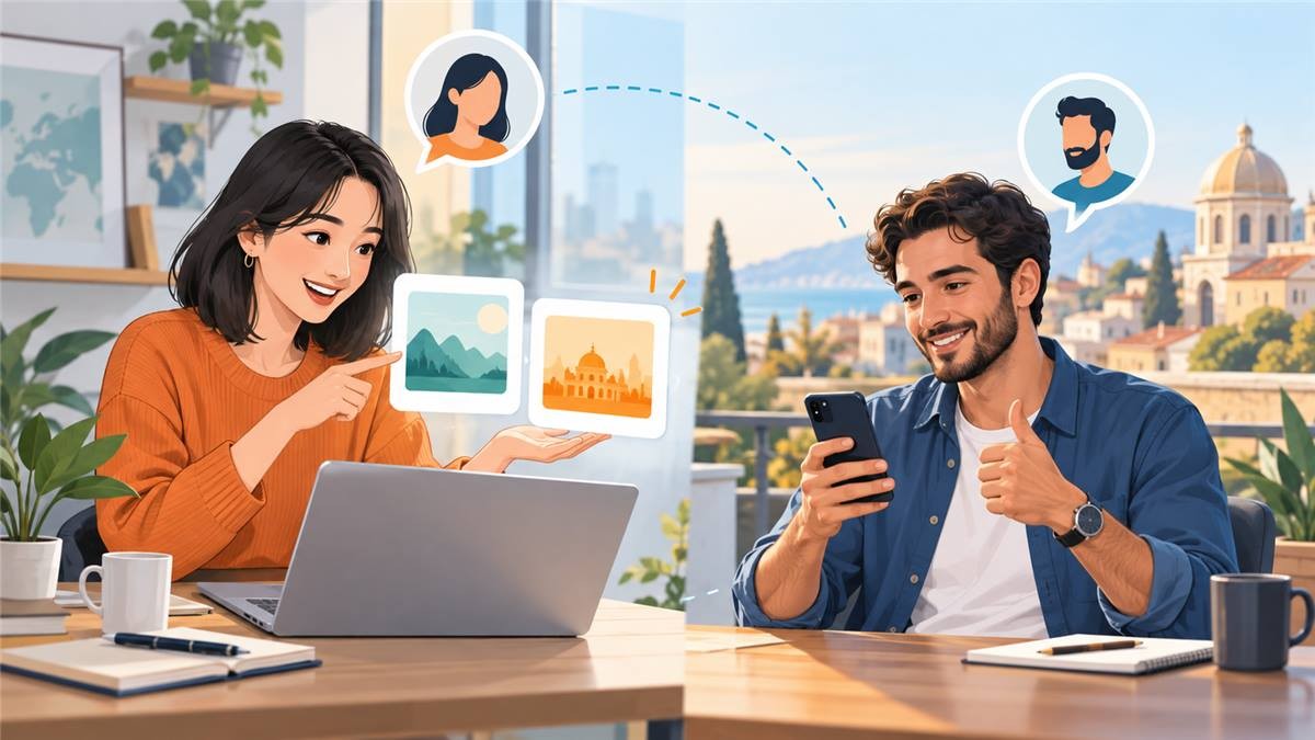 用简短选项澄清跨语言聊天含义的示意图
