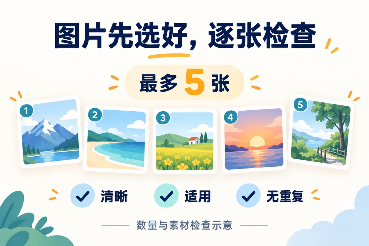 快捷消息专业版最多添加五张图片并逐张检查的示意